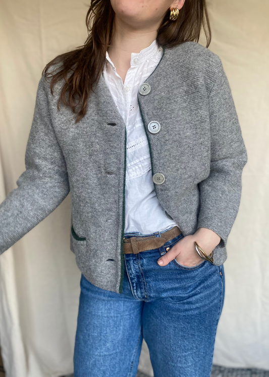 100% grijs wollen vest - maat S/M