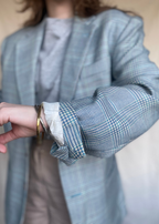 Blauw geruiten blazer - maat L/XL