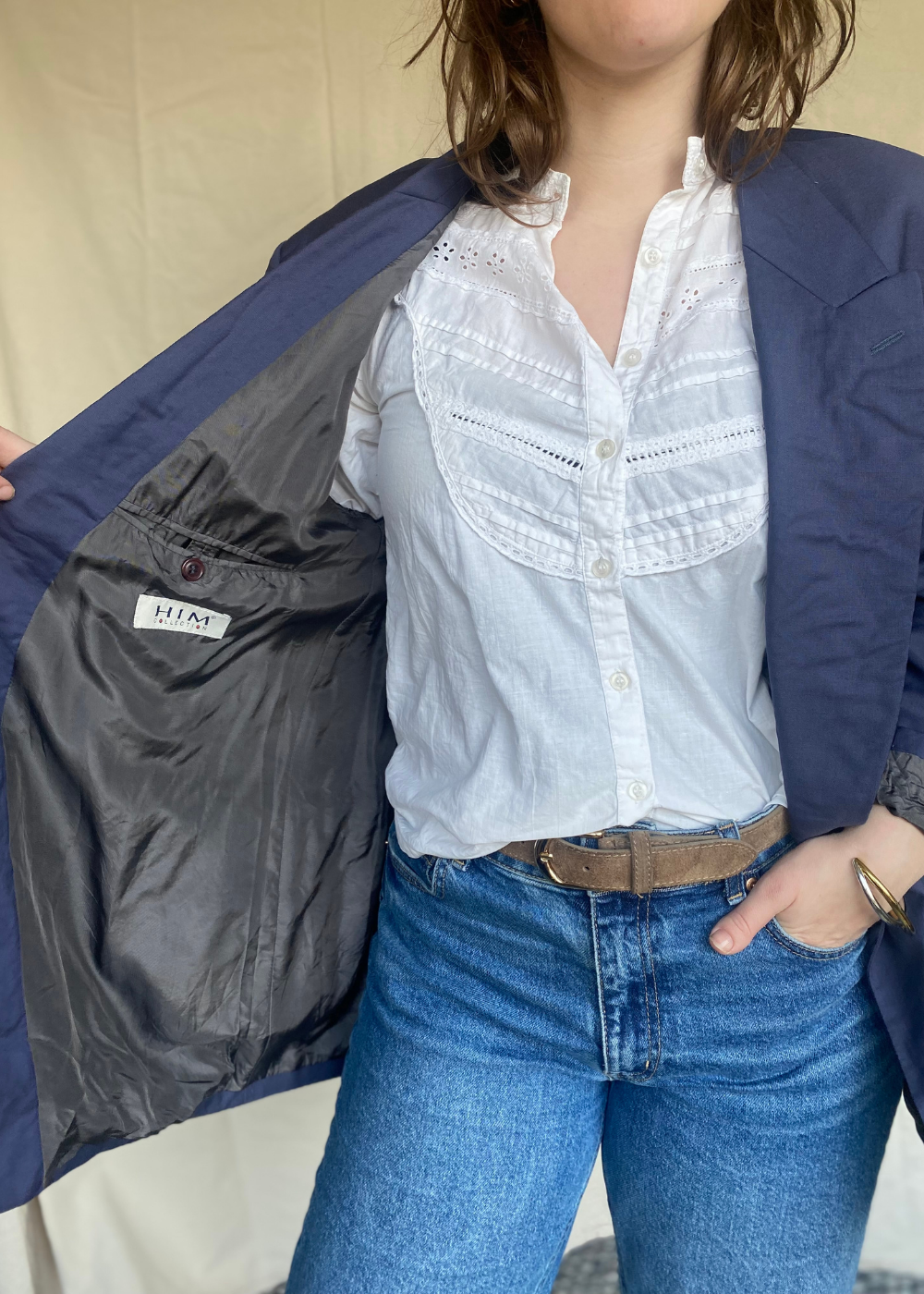 Donkerblauwe blazer - maat L/XL