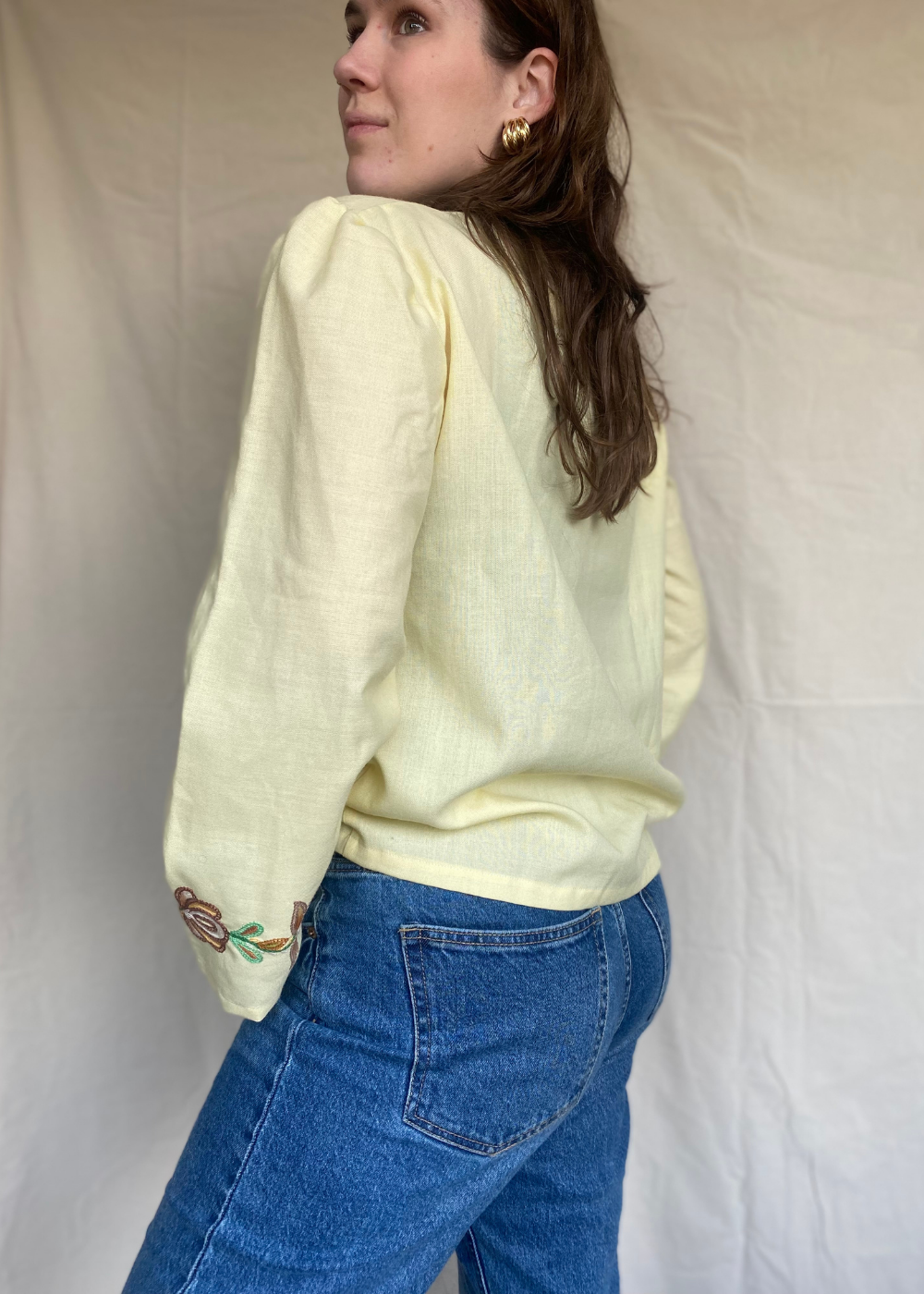Butter yellow katoenen blouse - maat M/L