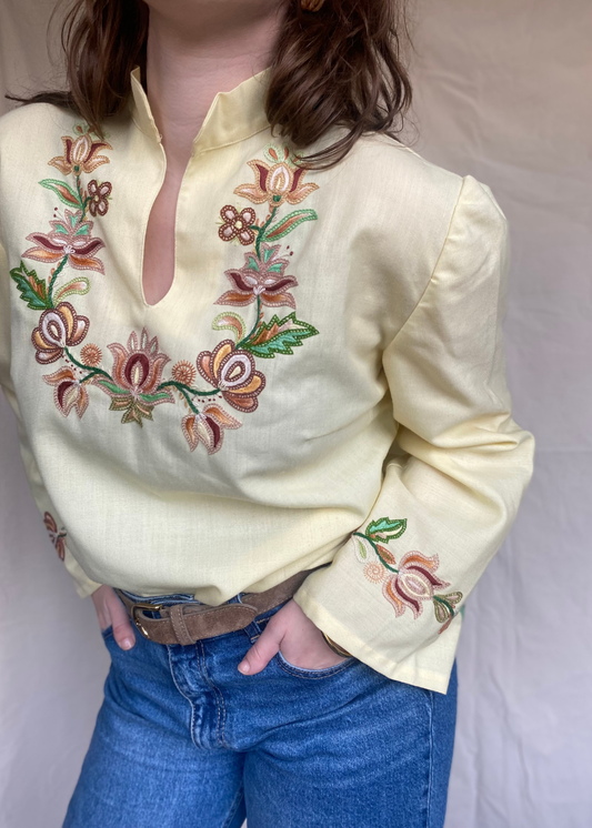 Butter yellow katoenen blouse - maat M/L