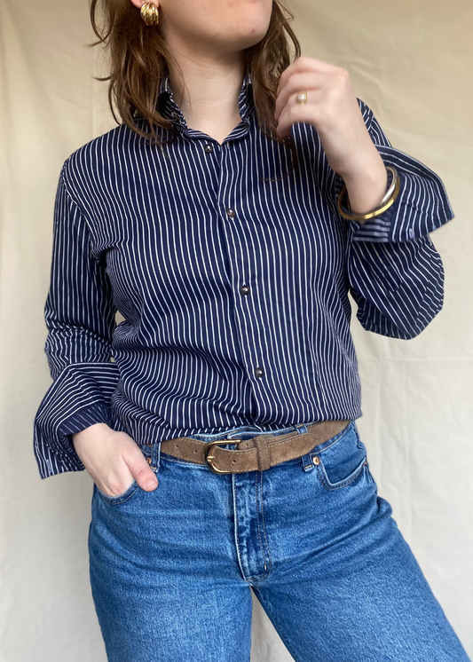 Donkerblauwe katoenen blouse - maat S/M