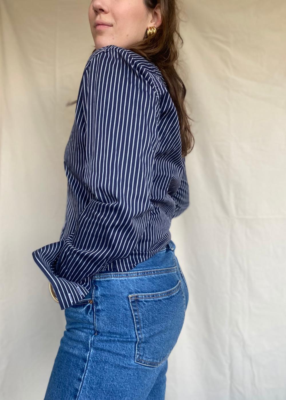 Donkerblauwe katoenen blouse - maat S/M