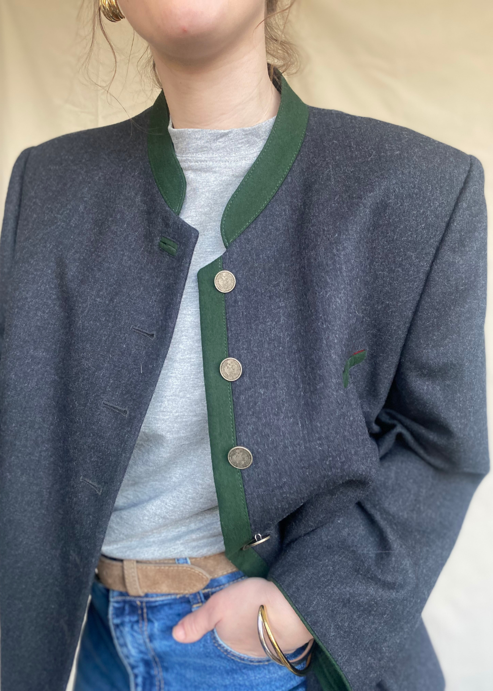 Antraciet wollen blazer - maat XL