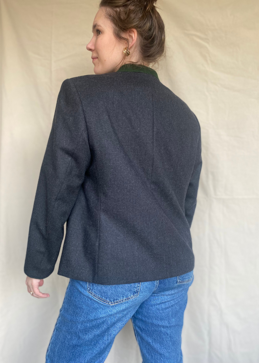 Antraciet wollen blazer - maat XL