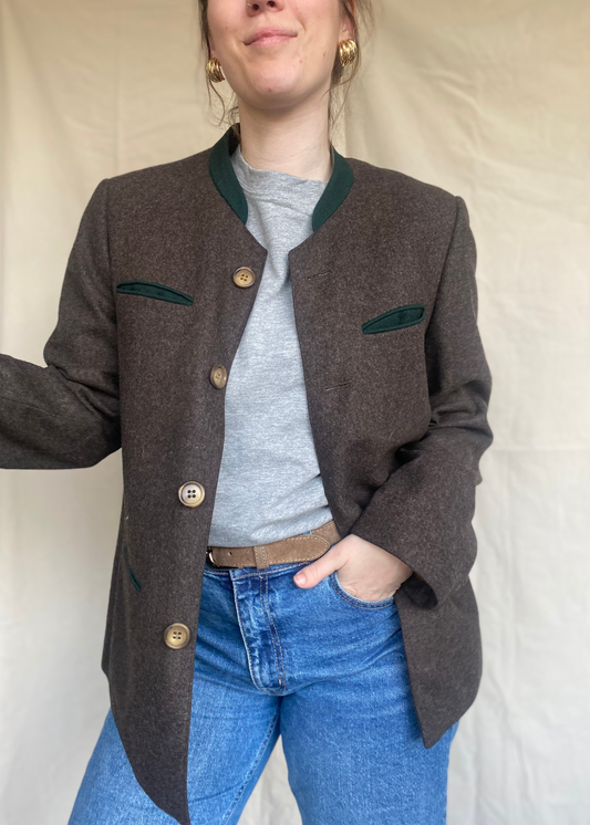 Donkerbruine wollen blazer - maat L/XL