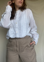Witte linnen blouse - maat L/XL