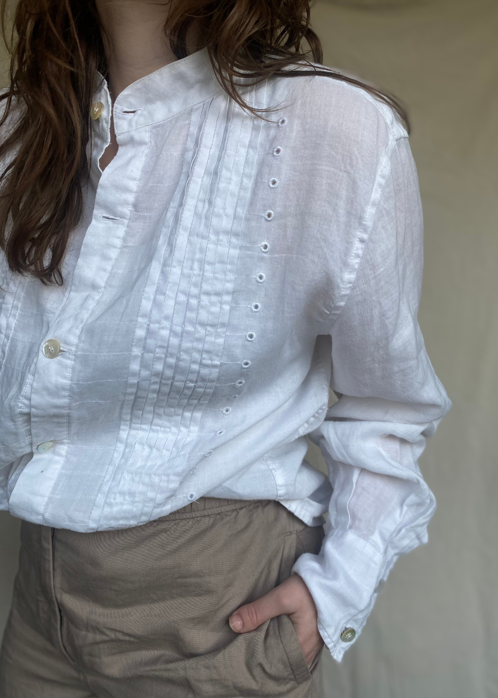 Witte linnen blouse - maat L/XL
