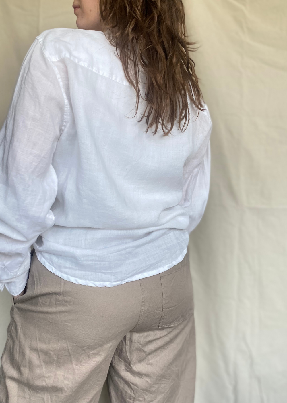 Witte linnen blouse - maat L/XL