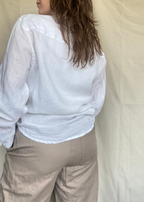 Witte linnen blouse - maat L/XL