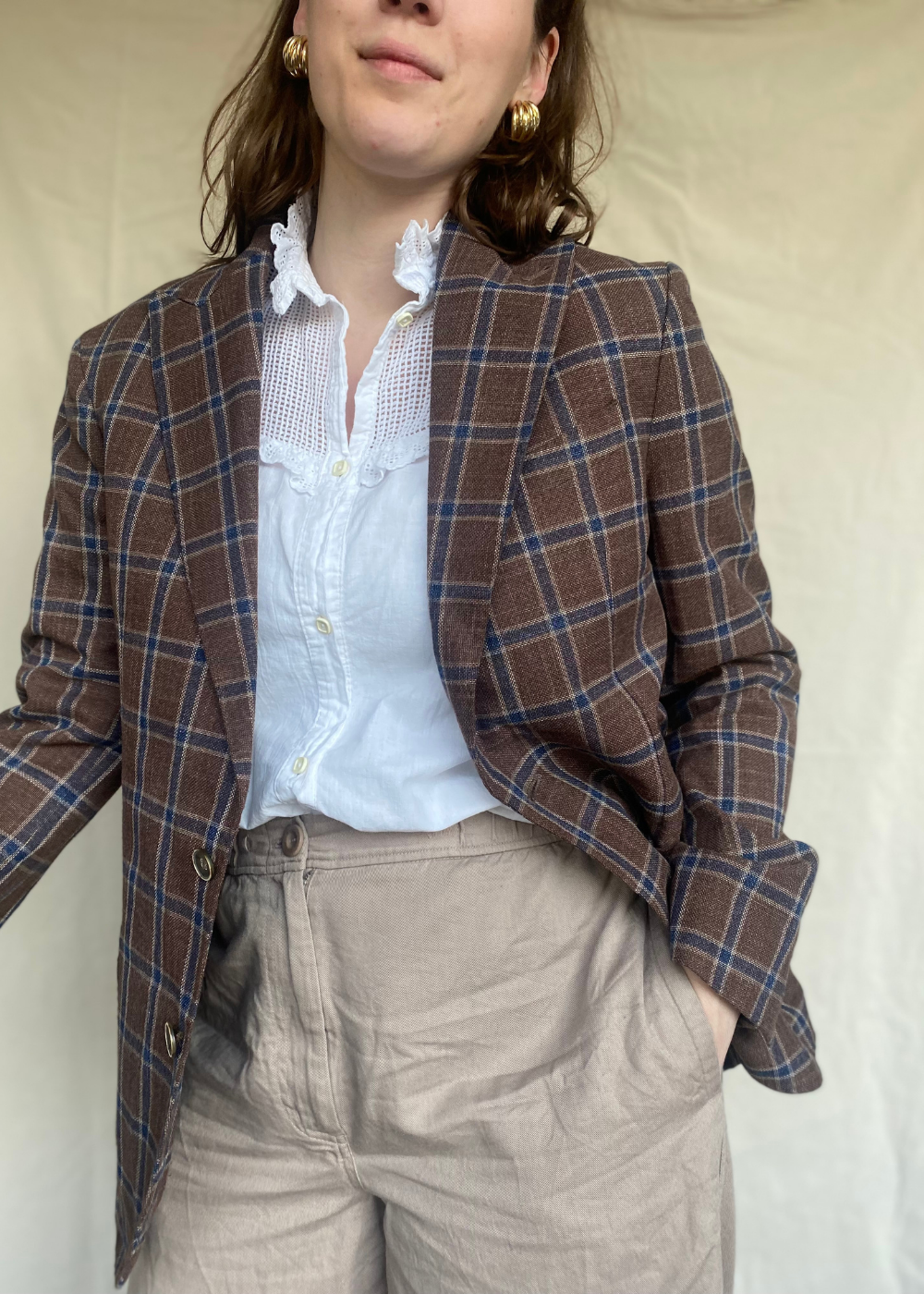 Katoenen geruiten blazer - maat L