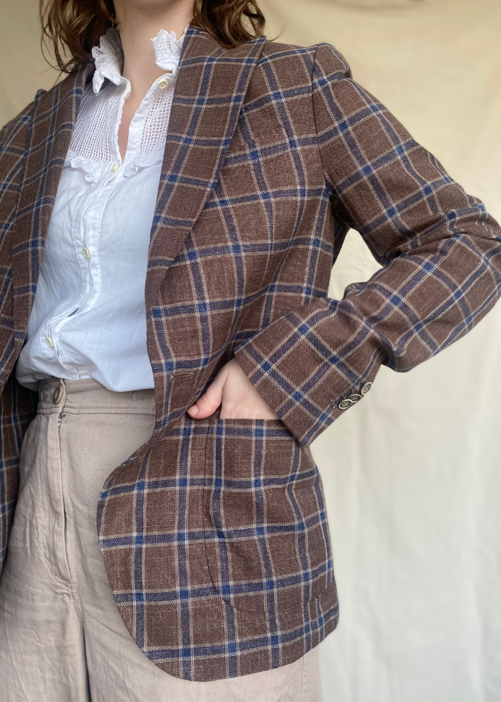 Katoenen geruiten blazer - maat L