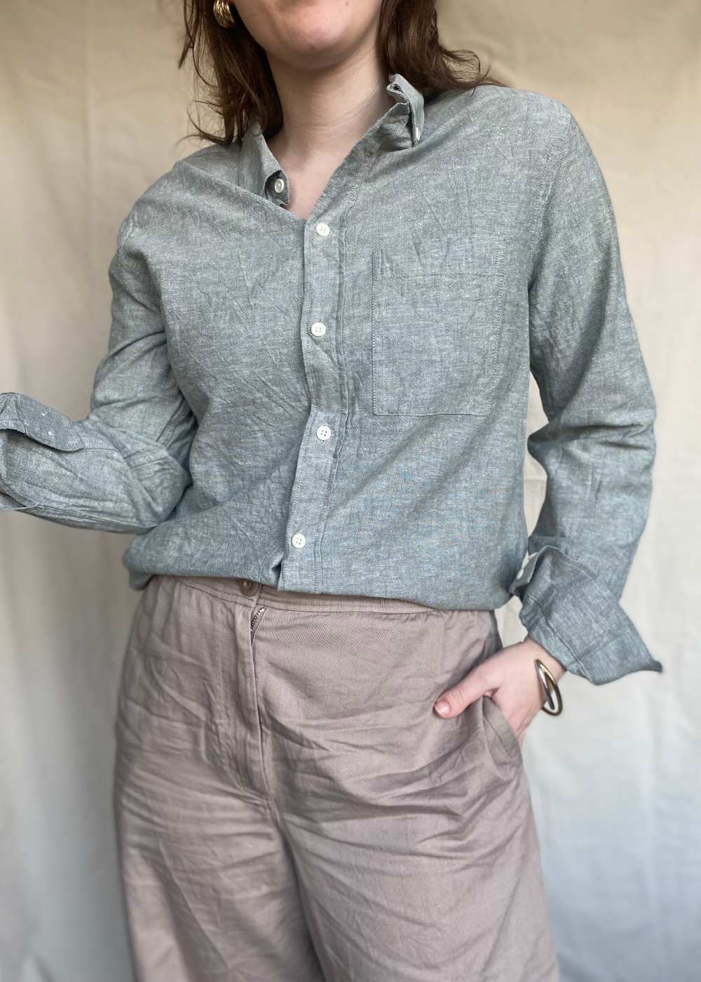 Lichtgroene katoenen blouse - maat S/M