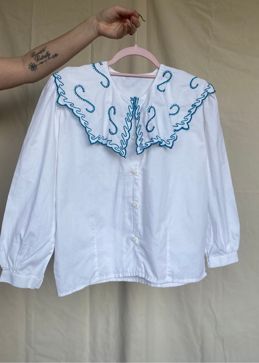 Katoenen blouse met kraag - maat S/M