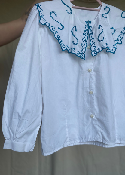 Katoenen blouse met kraag - maat S/M