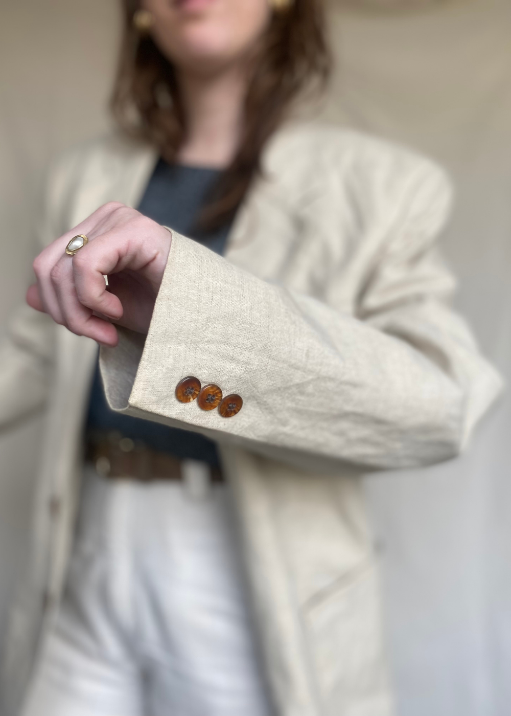 Katoenen beige blazer - maat M/L