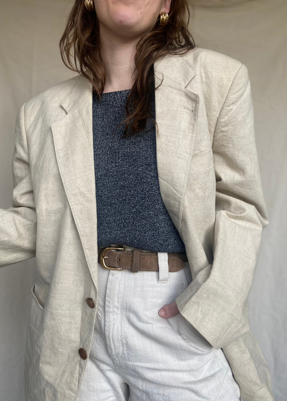 Katoenen beige blazer - maat M/L