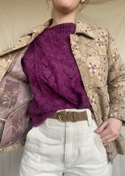 Beige geweven blazer/jas - maat M/L