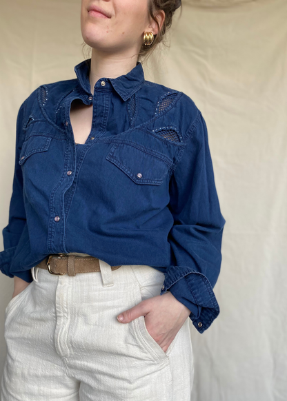 Donkerblauwe blouse - maat L/XL