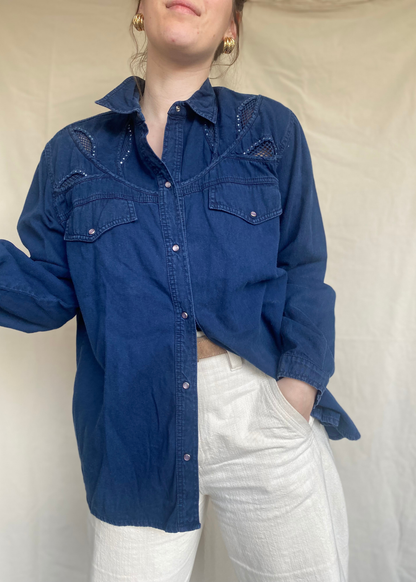 Donkerblauwe blouse - maat L/XL