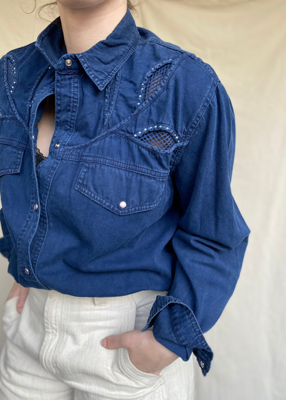 Donkerblauwe blouse - maat L/XL