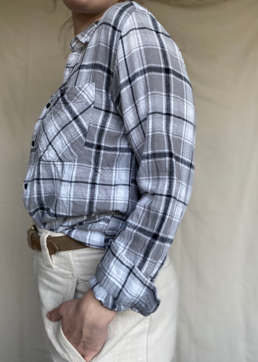 Grijze flannel blouse - maat S/M