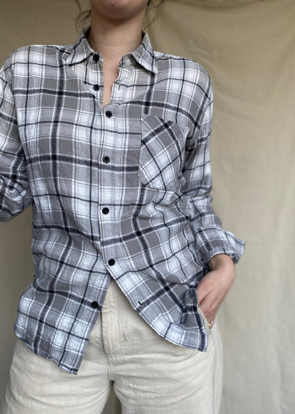 Grijze flannel blouse - maat S/M