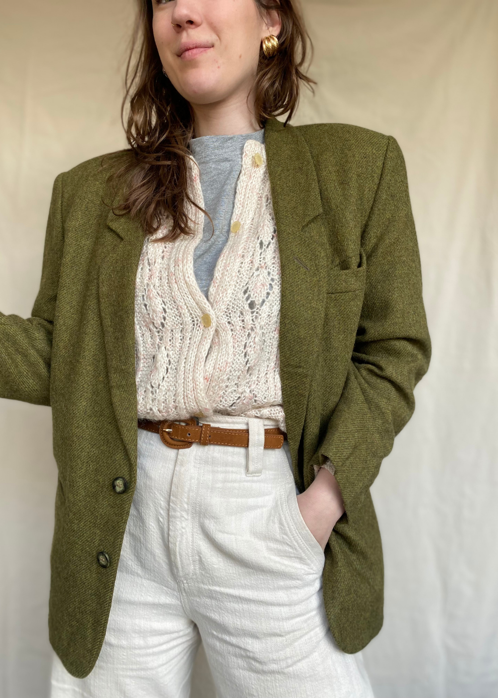 Wollen donkergroene blazer - maat