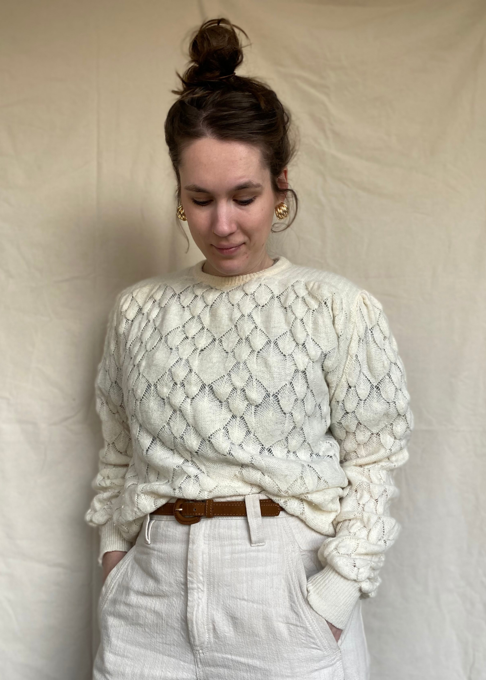 Witte gebreide trui - maat M/L