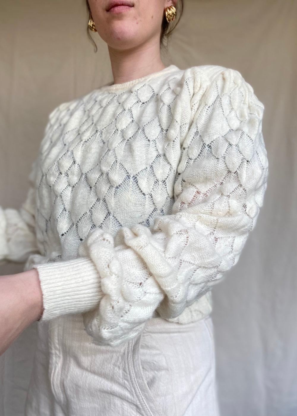 Witte gebreide trui - maat M/L