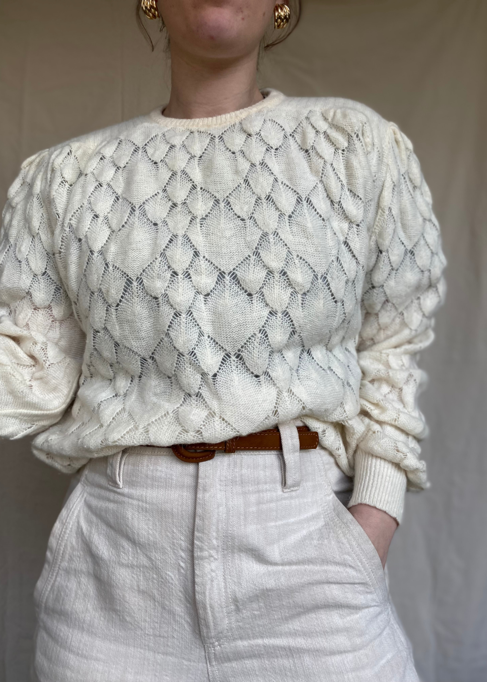 Witte gebreide trui - maat M/L