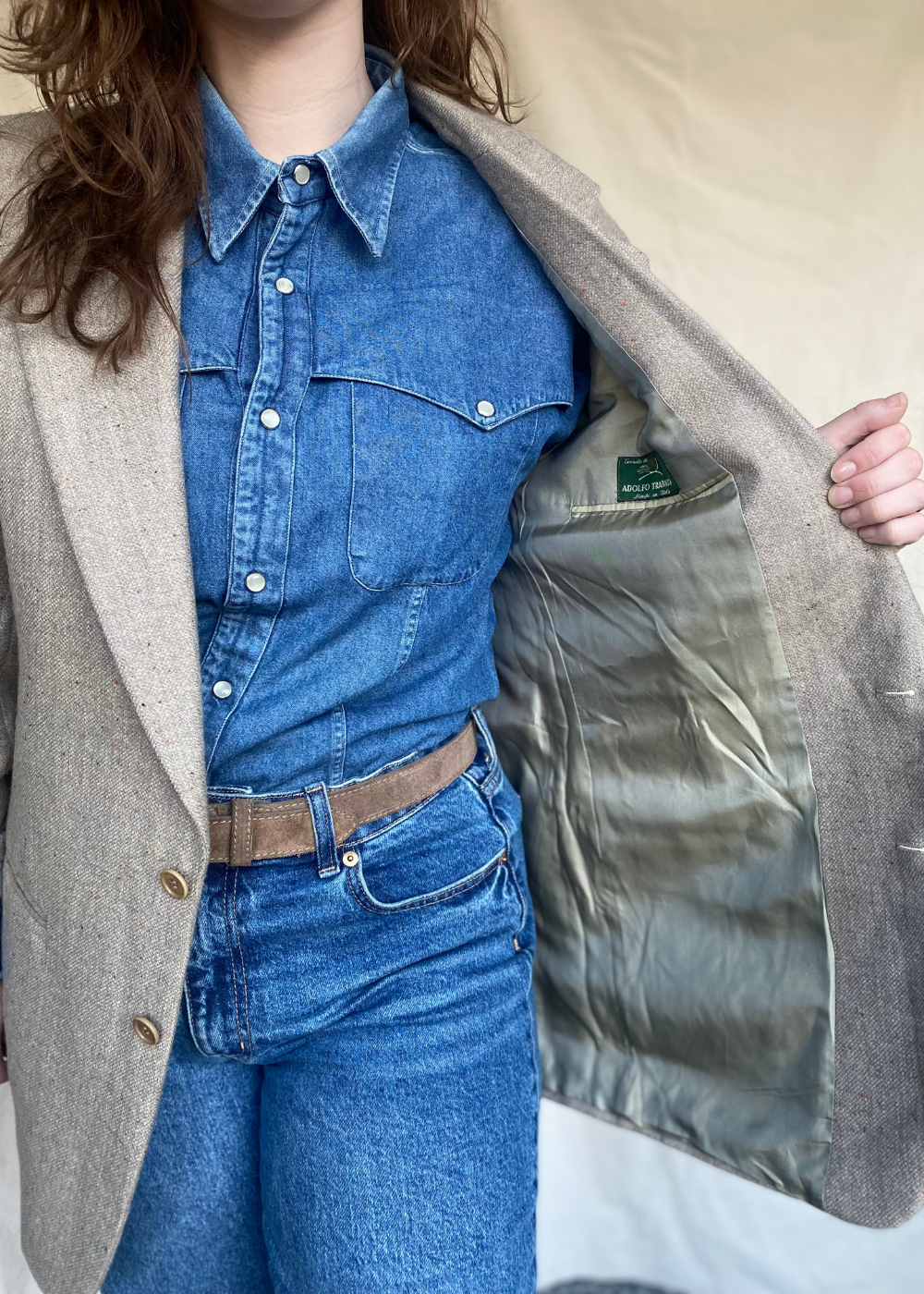 Licht grijze wollen blazer - maat L/XL