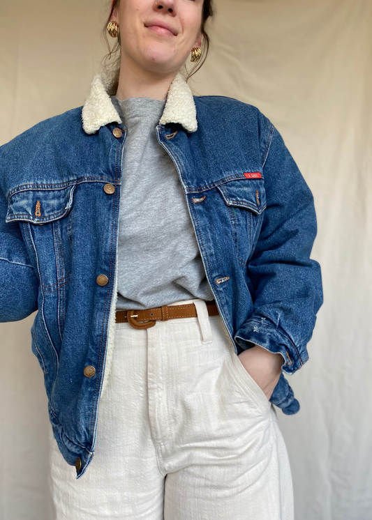 Spijkerjas met teddy stof - maat L/XL