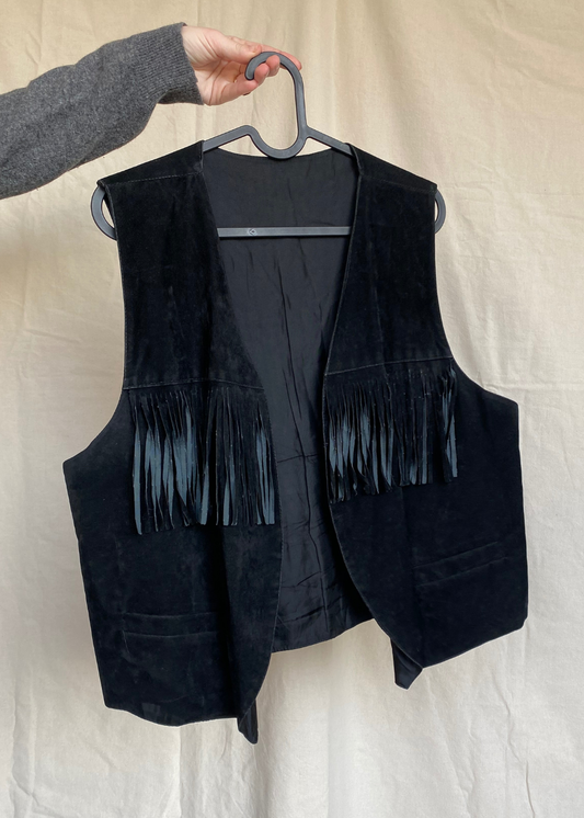 Zwart gilet franjes - maat M/L