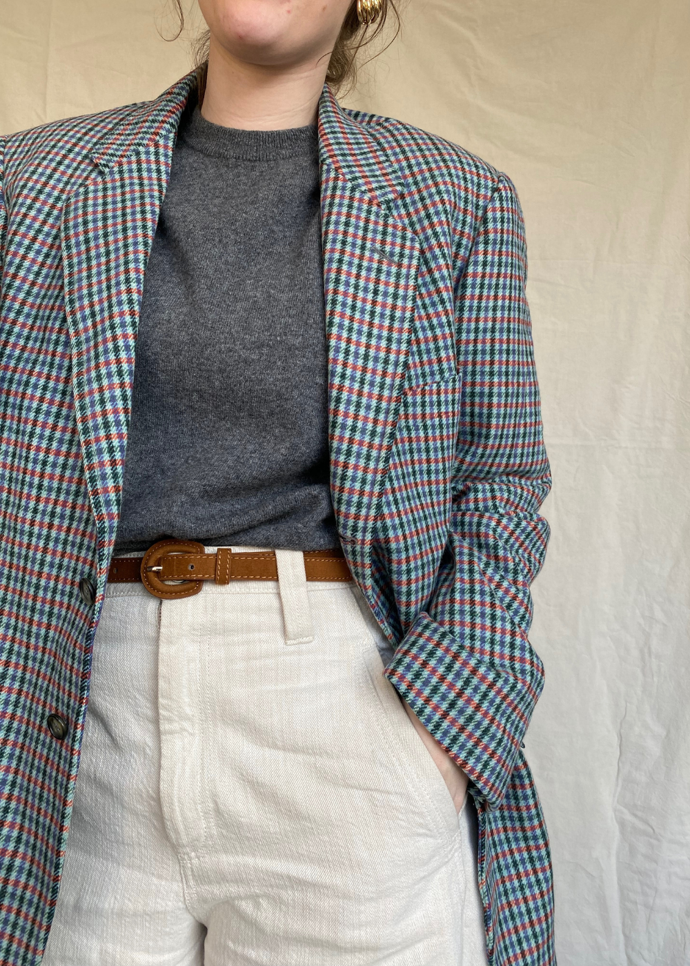 Geruiten blazer met kleur - maat L/XL