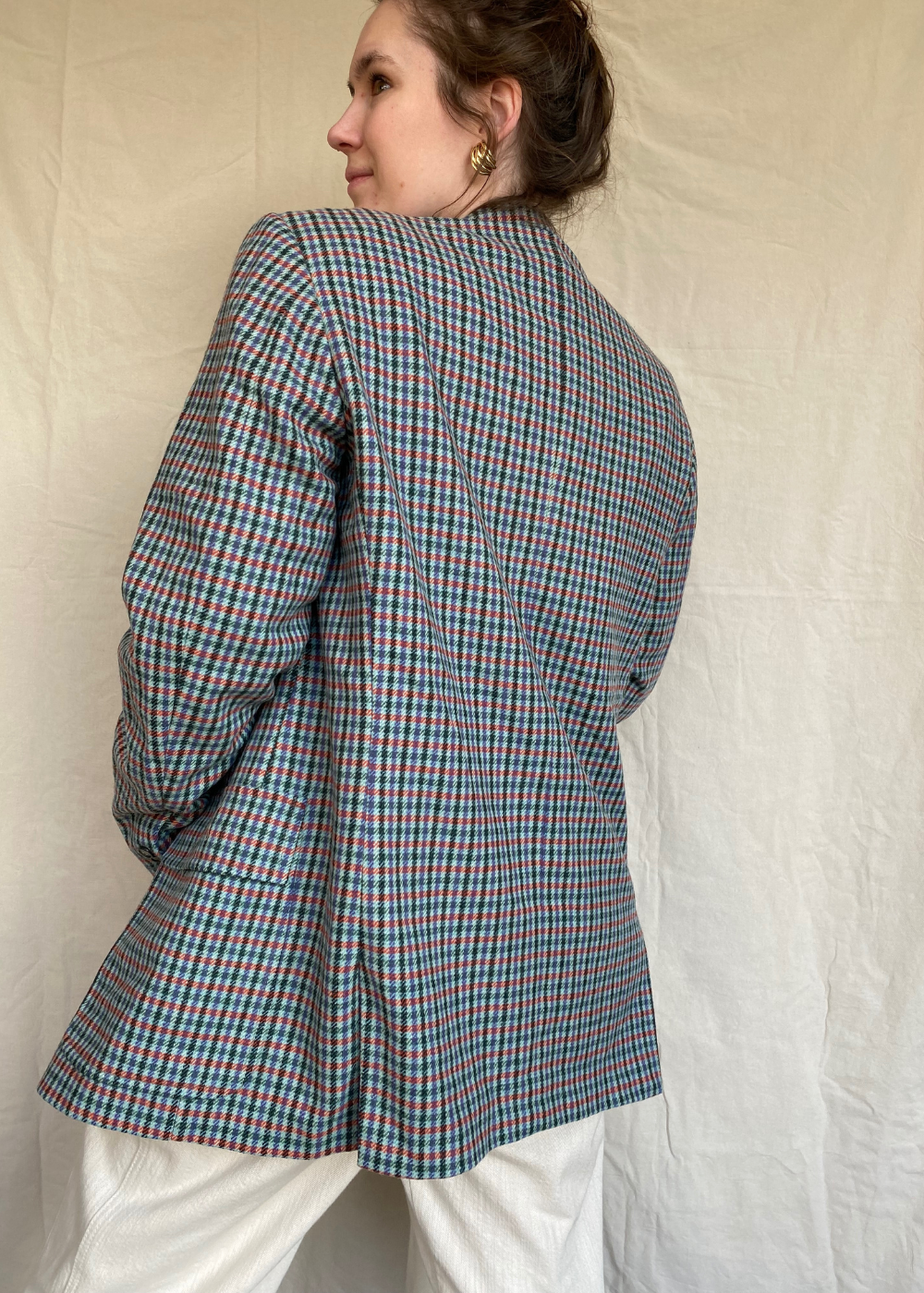 Geruiten blazer met kleur - maat L/XL