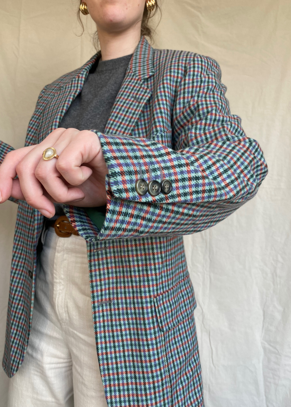 Geruiten blazer met kleur - maat L/XL