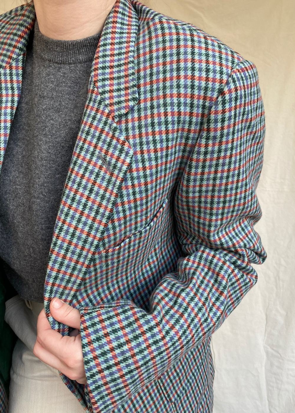 Geruiten blazer met kleur - maat L/XL