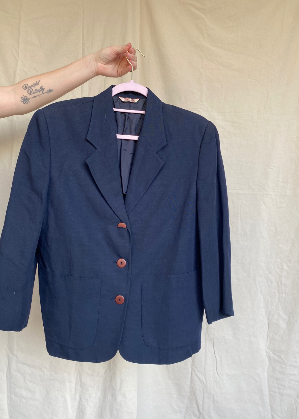 Linnen donkerblauwe blazer - maat XS/S