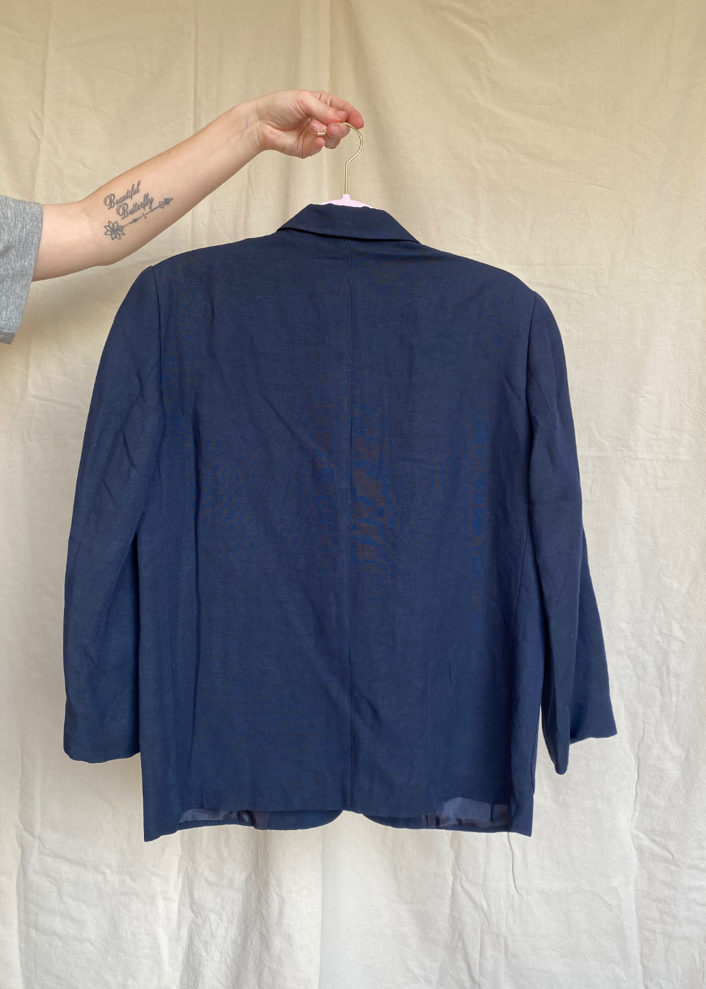 Linnen donkerblauwe blazer - maat XS/S/M