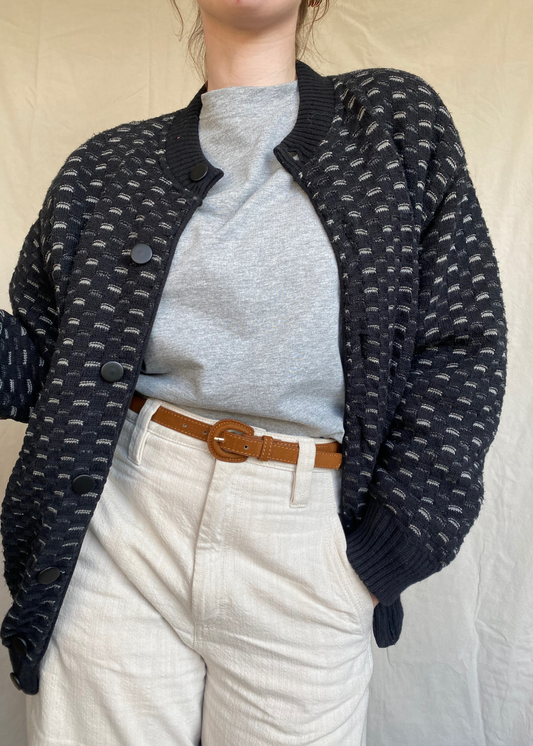 Zwart gebreide bomber jacket - maat L/XL