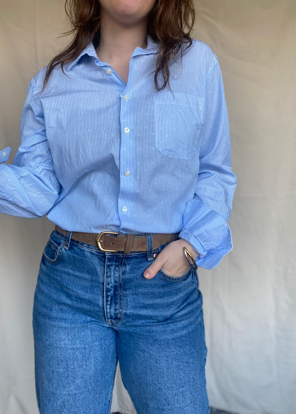 Katoenen gestreepte blouse - maat S/M