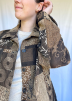 Dames geweven jasje met bruin tinten - maat M/L