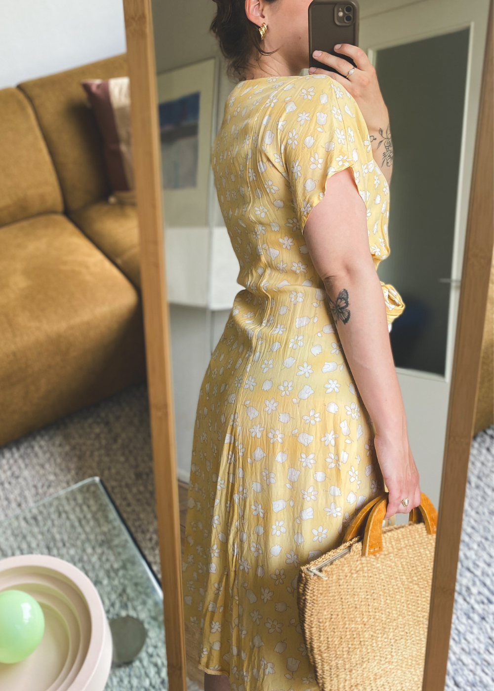Botergele viscose jurk - maat L