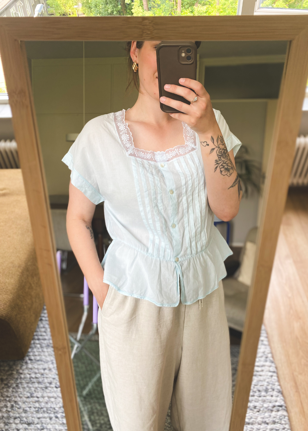 Lichtblauwe top - maat L/XL
