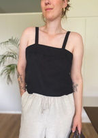 100% zijde zwarte top - maat M/L