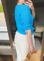 Blauw gebreide top - maat M/L