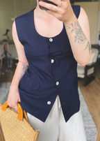 Donkerblauw gilet met strik - maat L