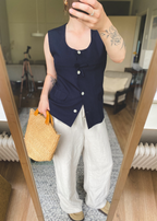 Donkerblauw gilet met strik - maat L