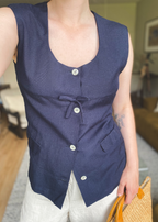 Donkerblauw gilet met strik - maat L